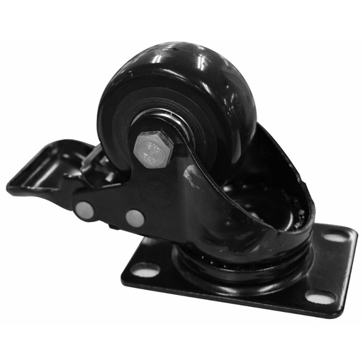 [10912] RODACHINES 2 1/2" PLANO NEGRO CON FRENO GIRATORIO 65MM 90KG (INDIVIDUAL) (HT80021)