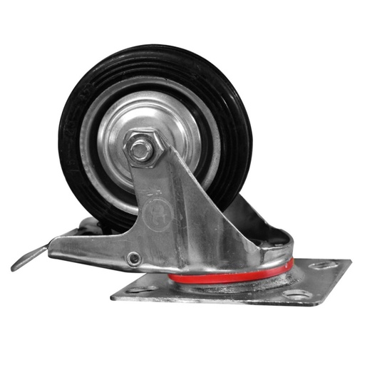 [12129] RODACHINES 3" PLANO NEGRO CAUCHO CON FRENO Y RIN 75MM 50KG (INDIVIDUAL) (HT40417) (HT80417)