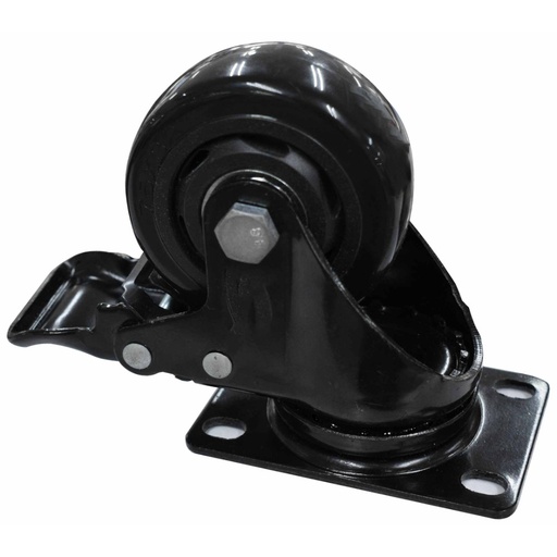 [10913] RODACHINES 3" PLANO NEGRO CON FRENO GIRATORIO 75MM 100KG (INDIVIDUAL) (HT80022)