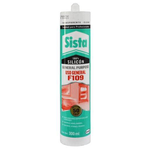 [7633] SILICONA TUBO SISTA USO GENERAL F109 CLEAR 300 ML