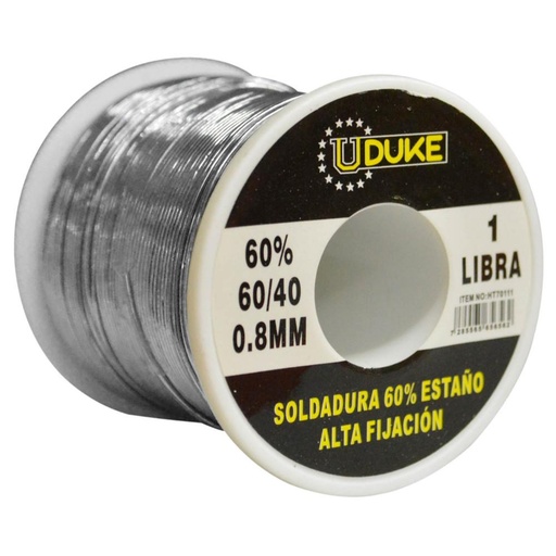 [10125] SOLDADURA ESTANO UDUKE 1LB 60-40 (60% ESTAÐO) (40% PLOMO) (0.8MM) (HT70111)