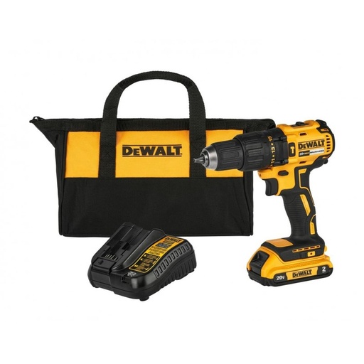 [15073] TALADRO ATORNILLADOR RECARGABLE DEWALT 1 BATERIA PERCUTOR 1/2  20V SIN ESCOBILLAS (DCD7781D1-B3) CAJA CARTON + MALETIN DE LONA