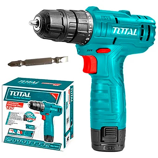 [17966] TALADRO INALAMBRICO 10MM 12V TOTAL INCLUYE BATERIA DE 1.5AH (TDLI12428)
