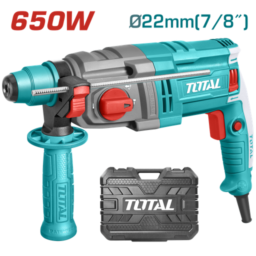 [20384] TALADRO ROTOMARTILLO SDS PLUS 650W 1,7 JOULES 110-120V INCLUYE 2 BROCAS Y 1 JUEGO DE ESCOBILLAS SUPER TOTAL (UTH306236)