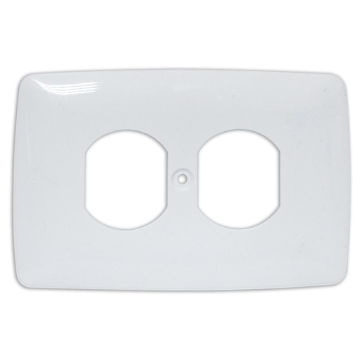 [8341] TAPA PLASTICA DE LUJO TOMA DOBLE BLANCA 2X4 INDUMA CERTIFICADA (CON TORNILLO)