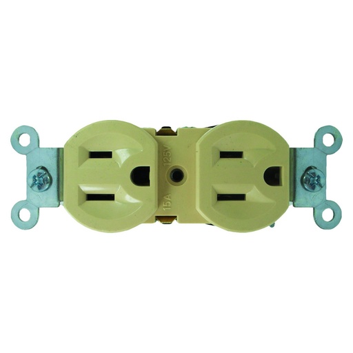 [1748] TOMA DOBLE LEVITON AMERICANO BEIGE