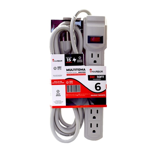 [19339] TOMA MULTIPLE X6 CABLE DE 3 MTS VHARBOR (S-25-3M)