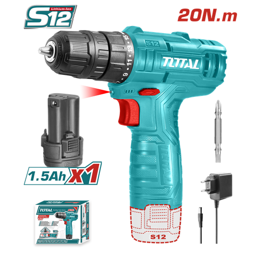 [14772] TALADRO INALAMBRICO 3/8 12V TOTAL SUPER SELECT (UTDLI12415)