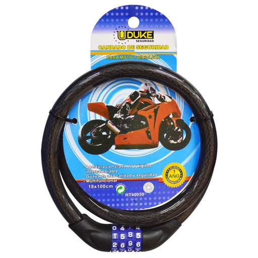 [7773] P- CANDADO MOTO CLAVE UDUKE 4 DIGITOS(1 AÑO GARANTIA) (HT40059)